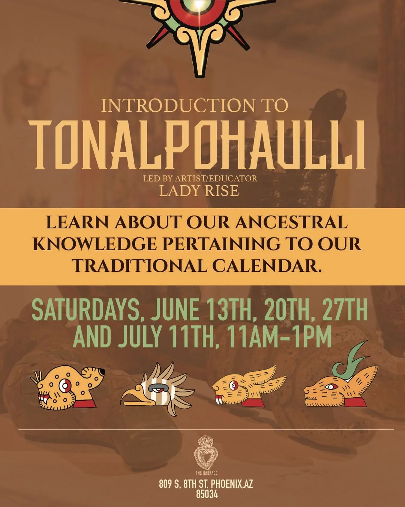The Sagrado is honored to continue working with artist and educator @ladyrise &mdash; a carrier of living knowledge &mdash; as we come together to remember what has always been ours.

Our ancestors left us a map. The Tonalpohualli, our sacred calenda