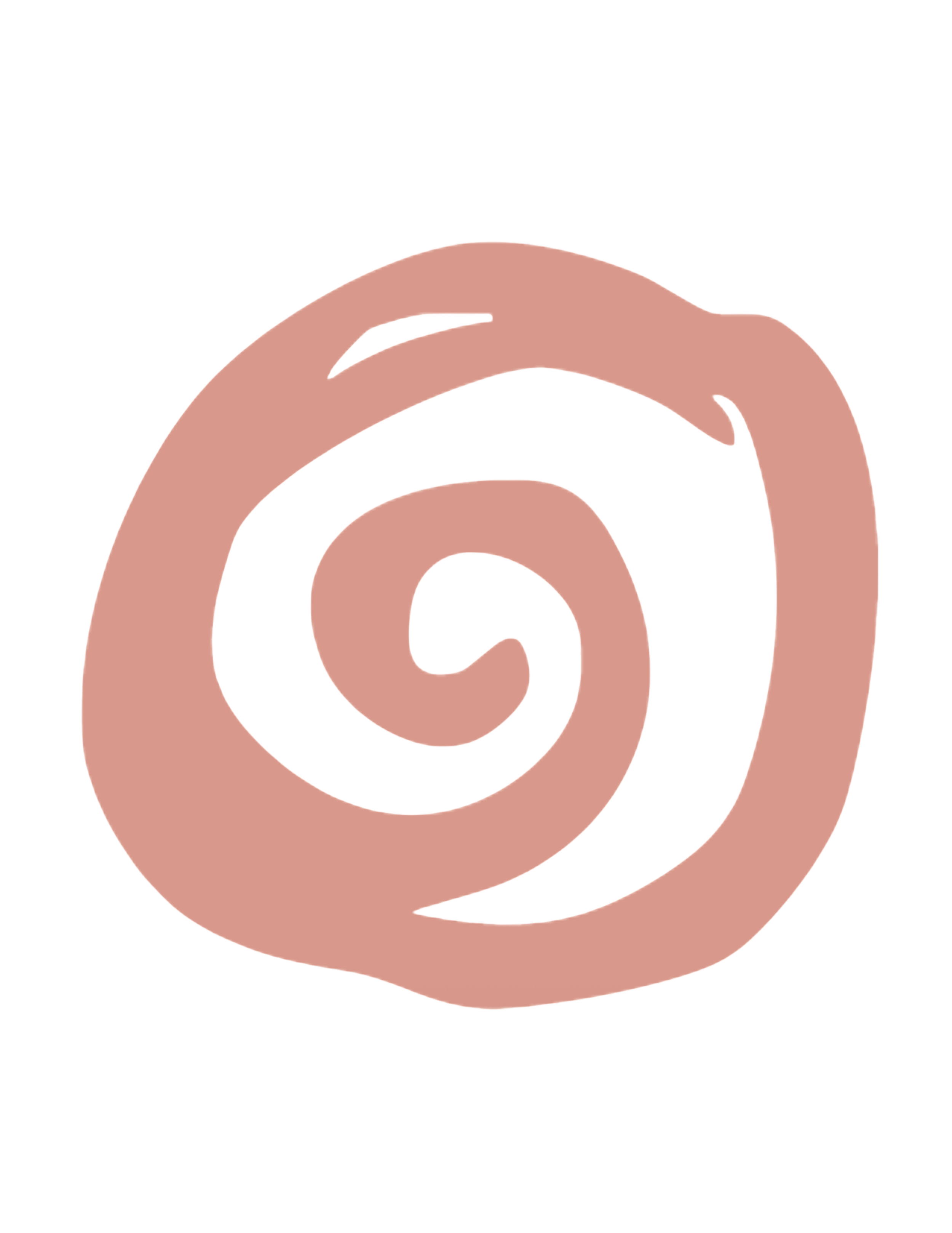 A close-up of a computer screen displaying a purple at symbol (@) with pink spiral lines in the background.