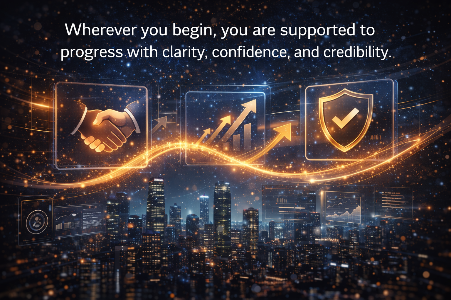 This visual symbolises the core pillars of professional sales development—trust, consistent performance growth, and verified credibility—reflecting a structured, confidence-driven approach to career progression.