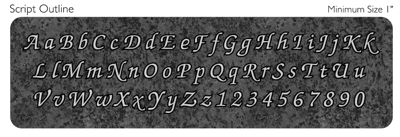 script outline memorial lettering style engraved on granite sample
