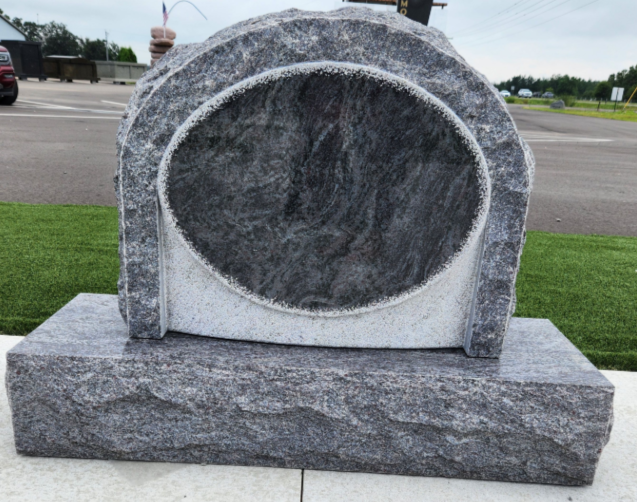 Coral Blue Custom Sculpute Brezski Design Polished front and back. Shell rock, Custom rope panel. Smooth Set Back