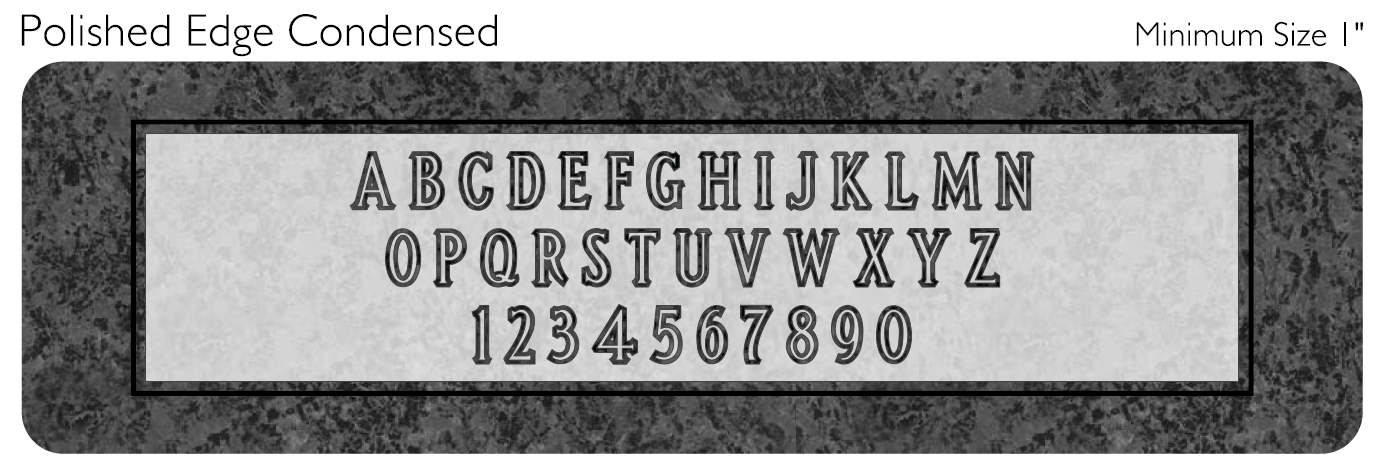 polished edge condensed memorial lettering style engraved on granite sample