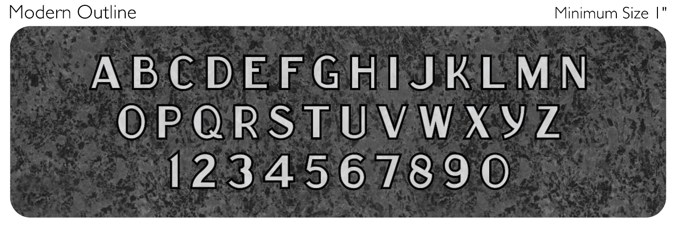 modern outline memorial lettering style engraved on granite sample