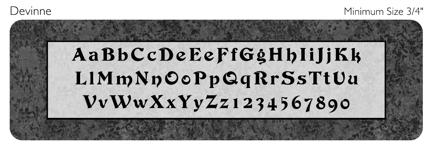 avinne memorial lettering style engraved on granite sample