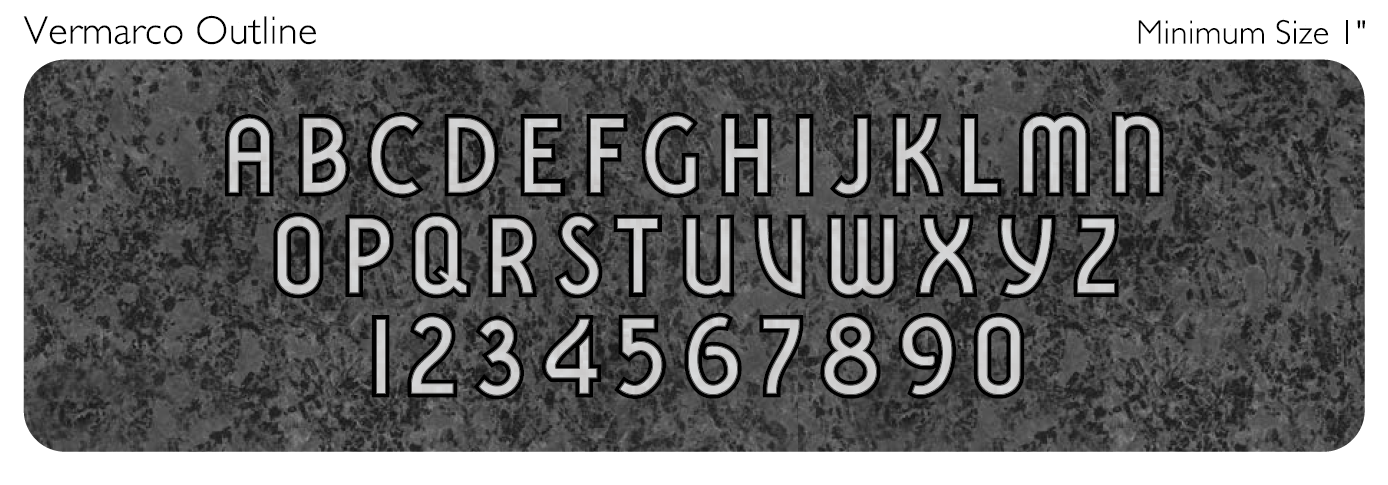 vermarco outline memorial lettering style engraved on granite sample