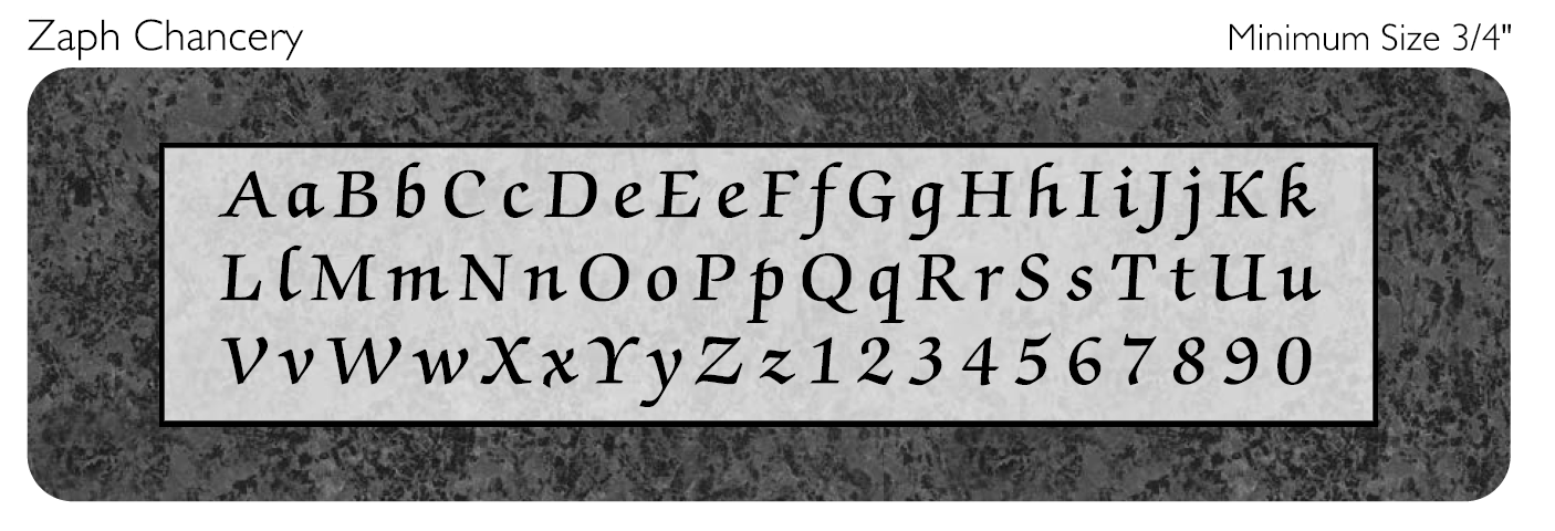 apf chancery memorial lettering style engraved on granite sample