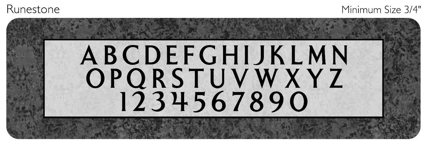 runestone memorial lettering style engraved on granite sample