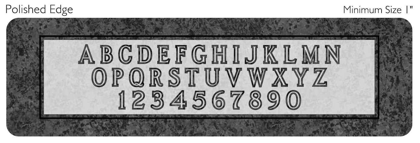 polished edge memorial lettering style engraved on granite sample