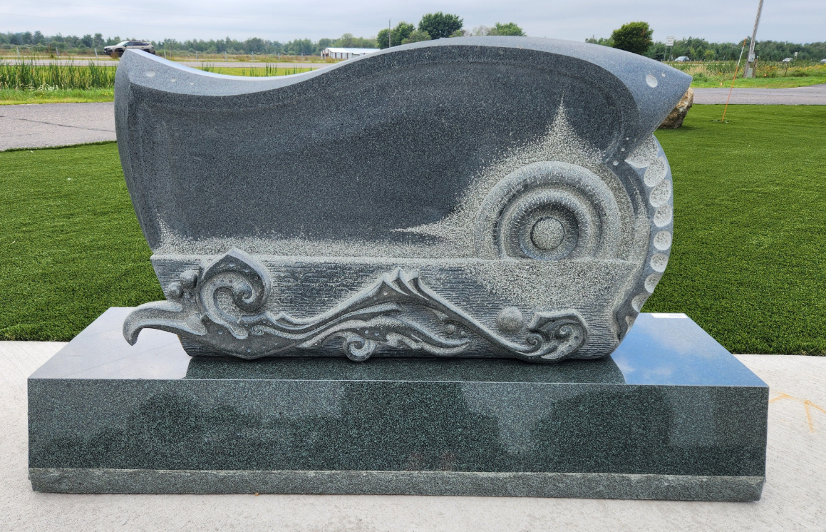 Imported Green Custom Sculptured Brezski Tablet with Polished Slant Front Base