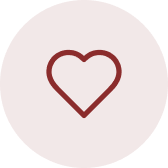 A red heart on a circular red background.