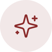 Red circular object with a faint star-like symbol in the center