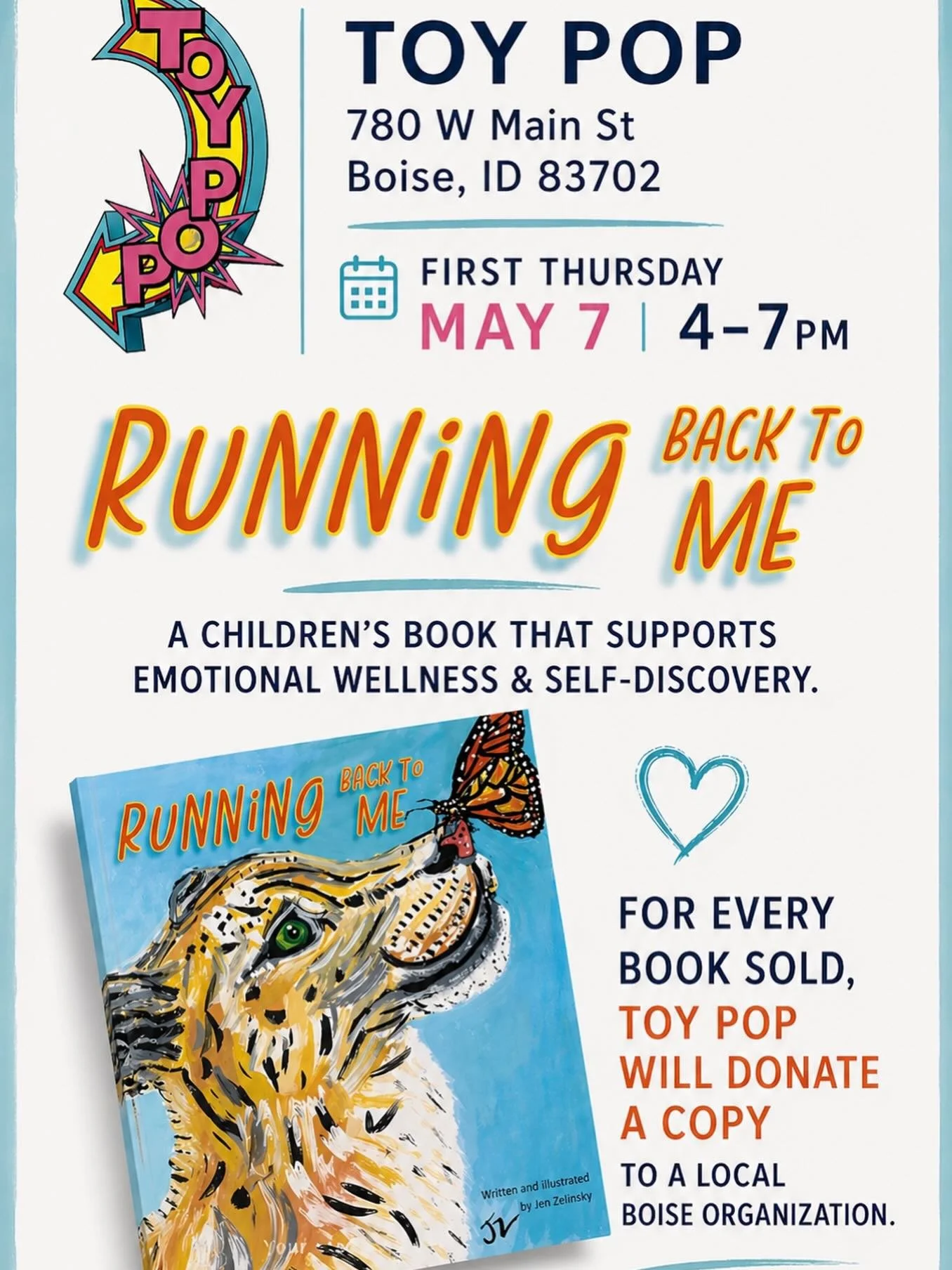 Join me at Toy Pop 💛
May 7 | 4&ndash;7pm | First Thursday 
Books + giving back