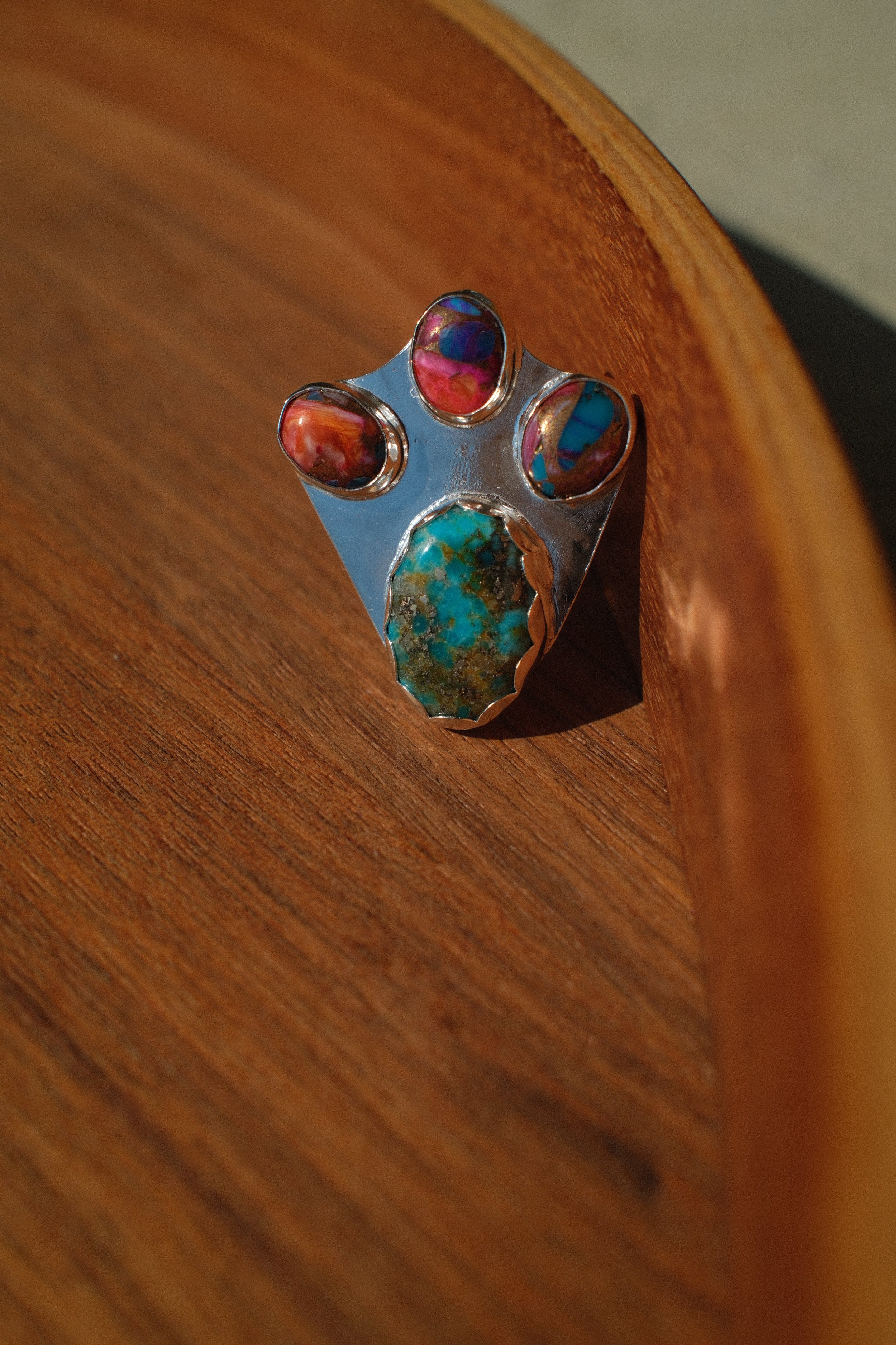 Pink Oyster & Turquoise Statement Ring