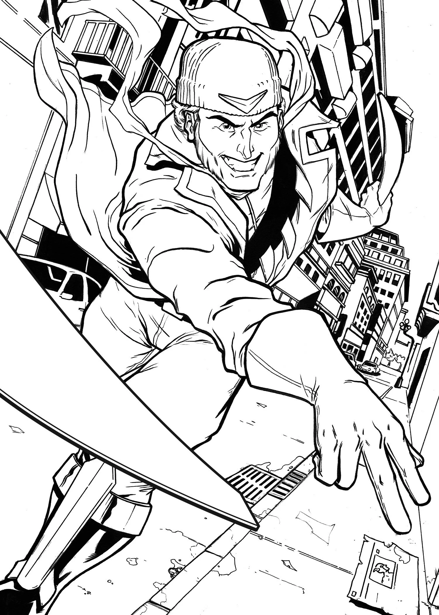 Inked trading card artwork for Captain Boomerang!