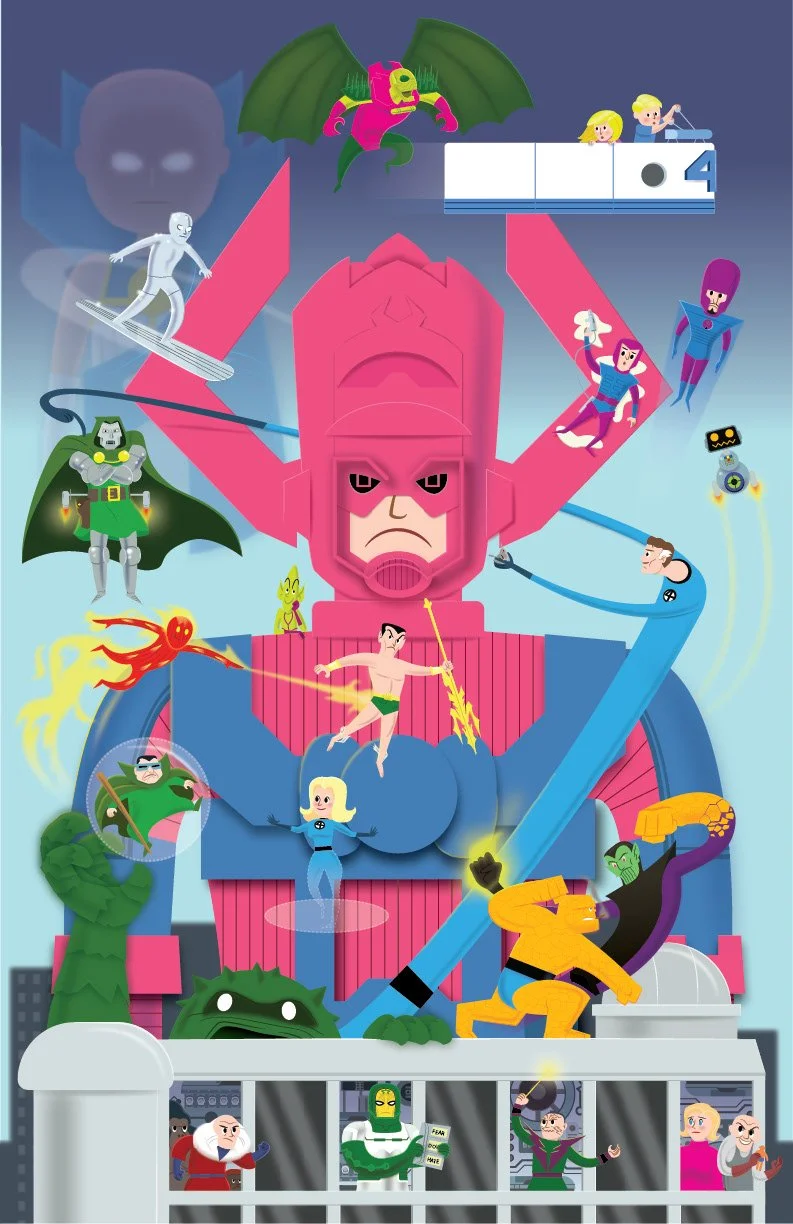 The Fantastic Four connecting Marvel poster.