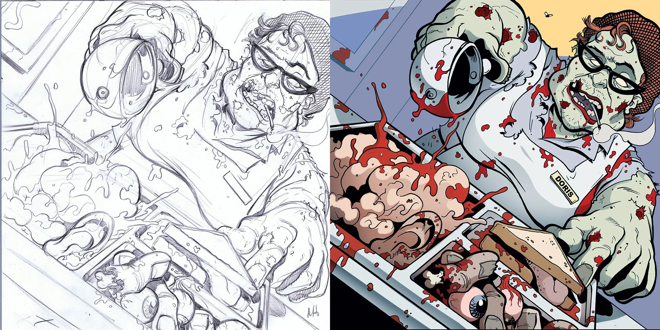 Zombies vs Cheerleaders playing card game featuring the lunch lady.