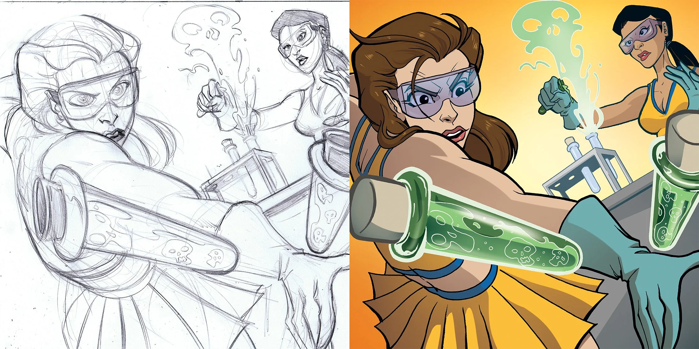 Zombies vs Cheerleaders playing card game featuring the chemist cheerleaders.