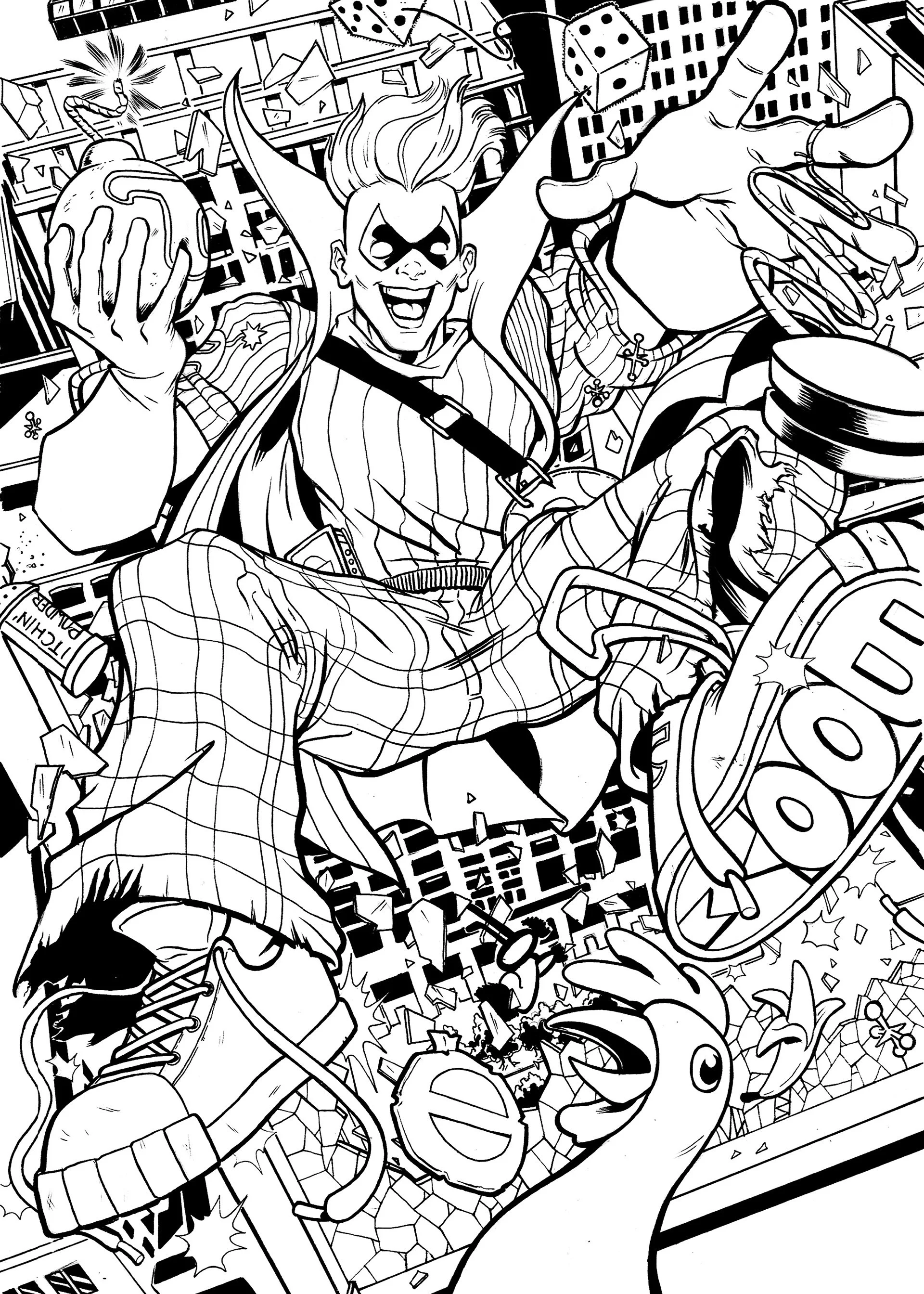 Trickster inked trading card art.