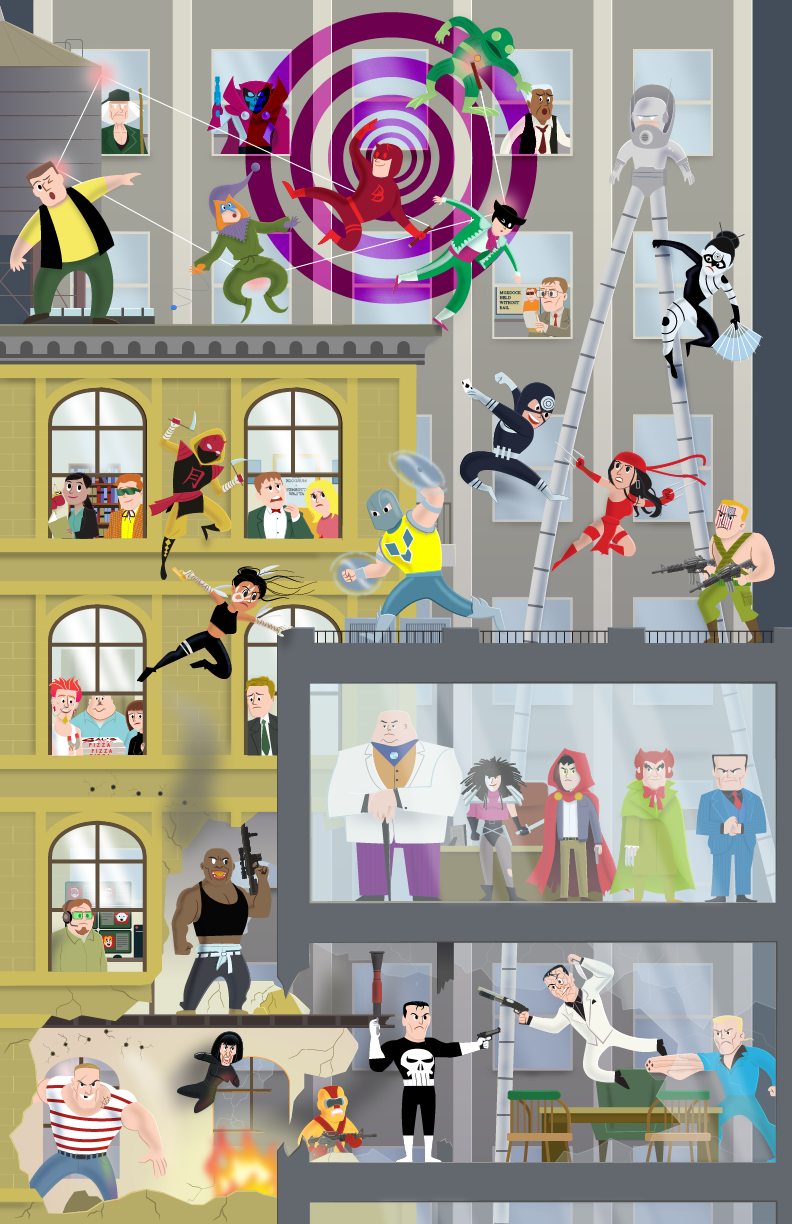 The Daredevil and Punisher connecting Marvel poster.