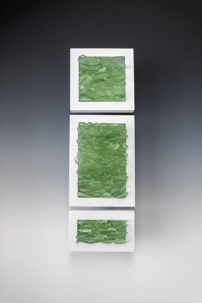 Art made from upcycled spirit Bacardi Rum bottles gathered from restaurants and bars in Puerto Rico 