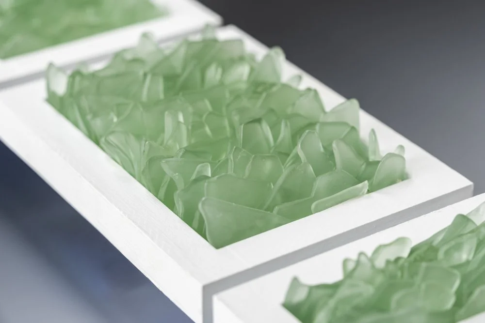 Art made from upcycled spirit Bacardi Rum bottles gathered from restaurants and bars in Puerto Rico 