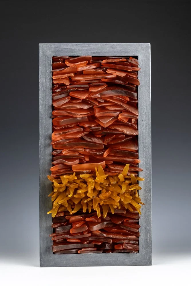 Glass Wall art made from upcycled spirit and wine bottles in Puerto Rico.