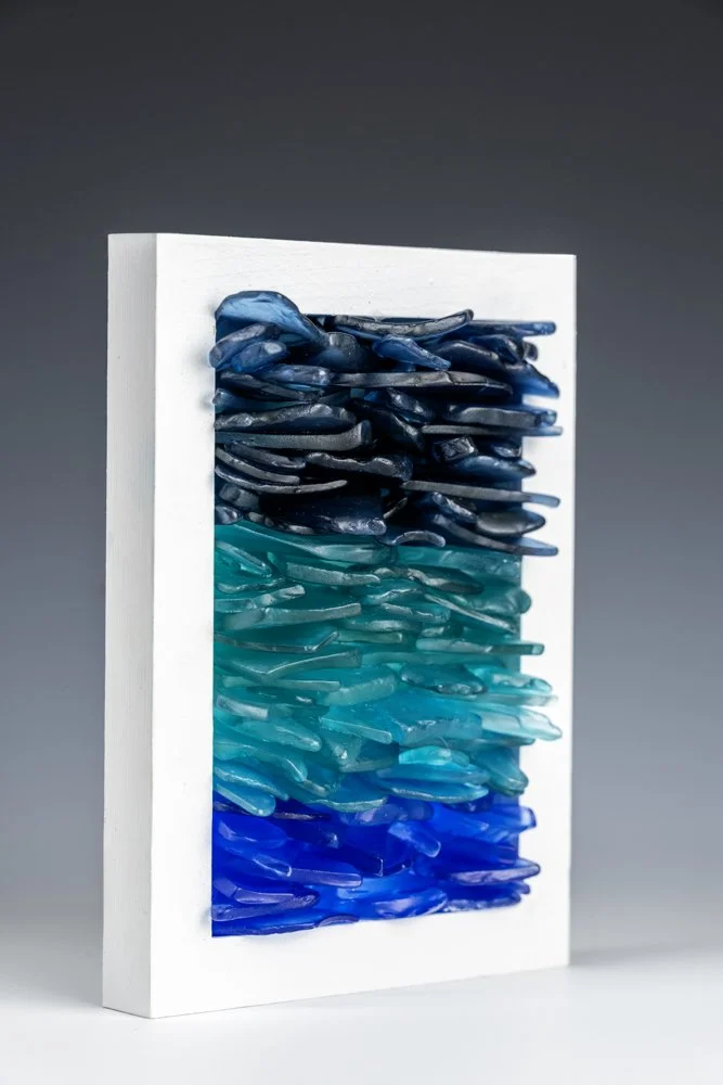 Art made from upcycled spirit and wine bottles gathered from restaurants and bars in Puerto Rico 