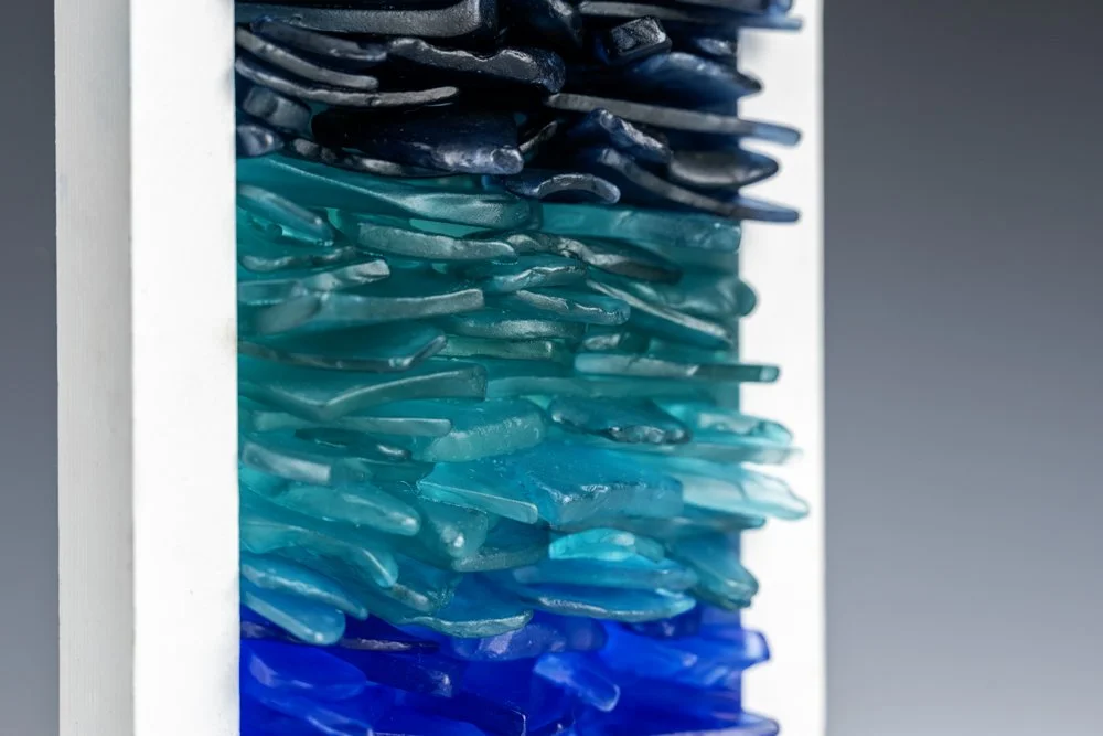 Art made from upcycled spirit and wine bottles gathered from restaurants and bars in Puerto Rico 