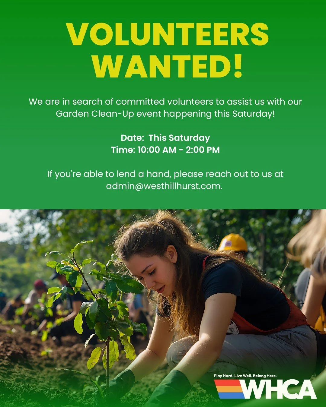 🌿 Volunteers Needed This Saturday! 🌿

Join us for our Community Garden Clean Up this Saturday May 23rd from 10:00 AM &ndash; 2:00 PM! 🌱

We&rsquo;re looking for helping hands to get our garden spaces ready for the season. Whether you can stay for 