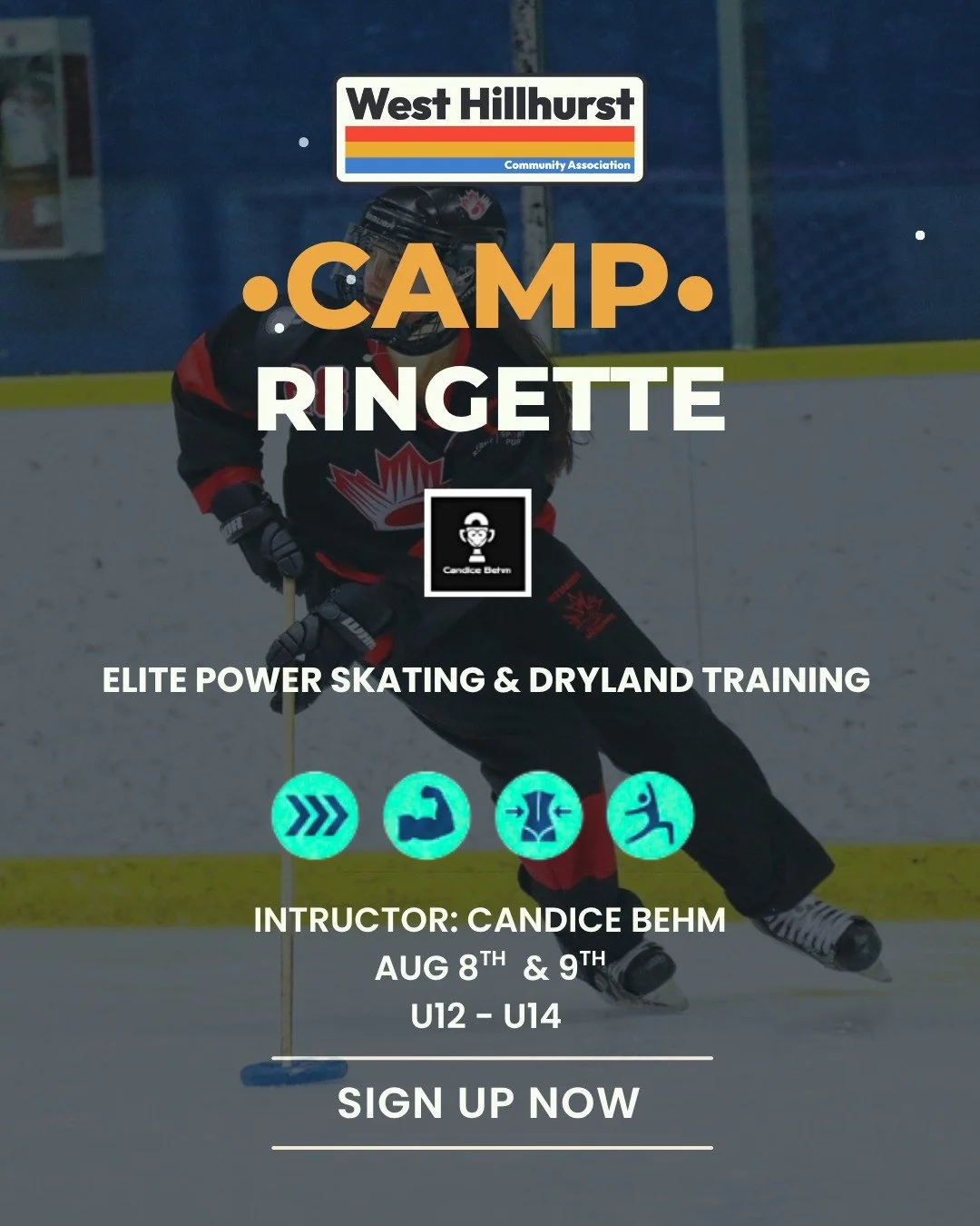 🥅✨ Ringette Athletes, Are You Ready to Level Up Your Game This Summer? ✨🥅

Join us for 2 action-packed days of elite training with Candice Behm at the West Hillhurst Community Association!

📅 August 8 &amp; 9
🏒 U12 &ndash; U14 Ringette Players

T