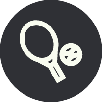 Icon of a tennis racket and a tennis ball.
