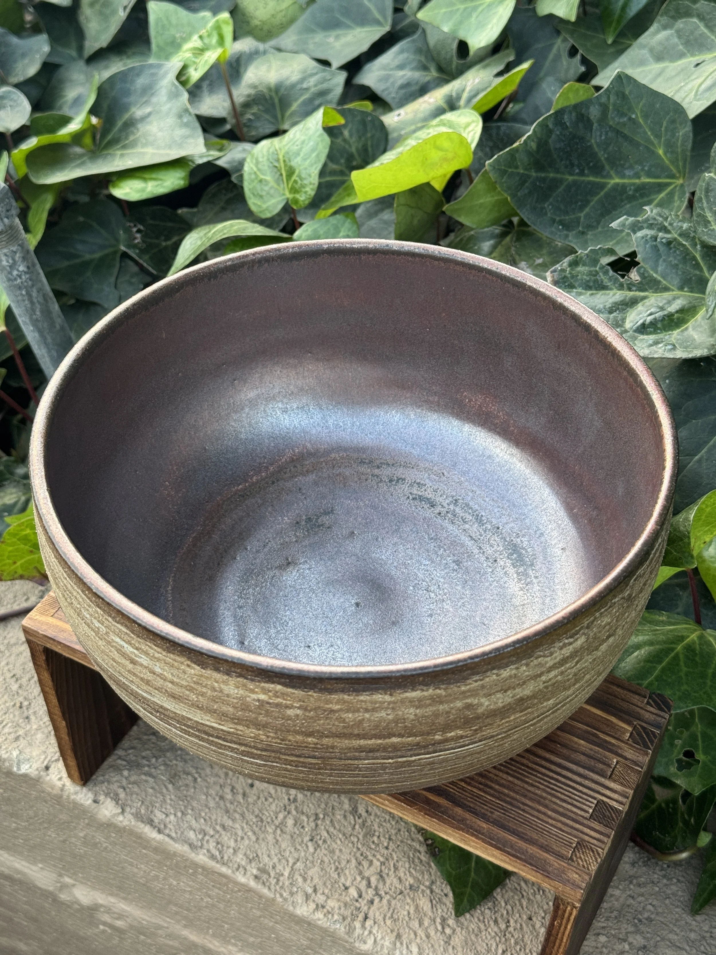 Large Marbled Copper Serving Bowl