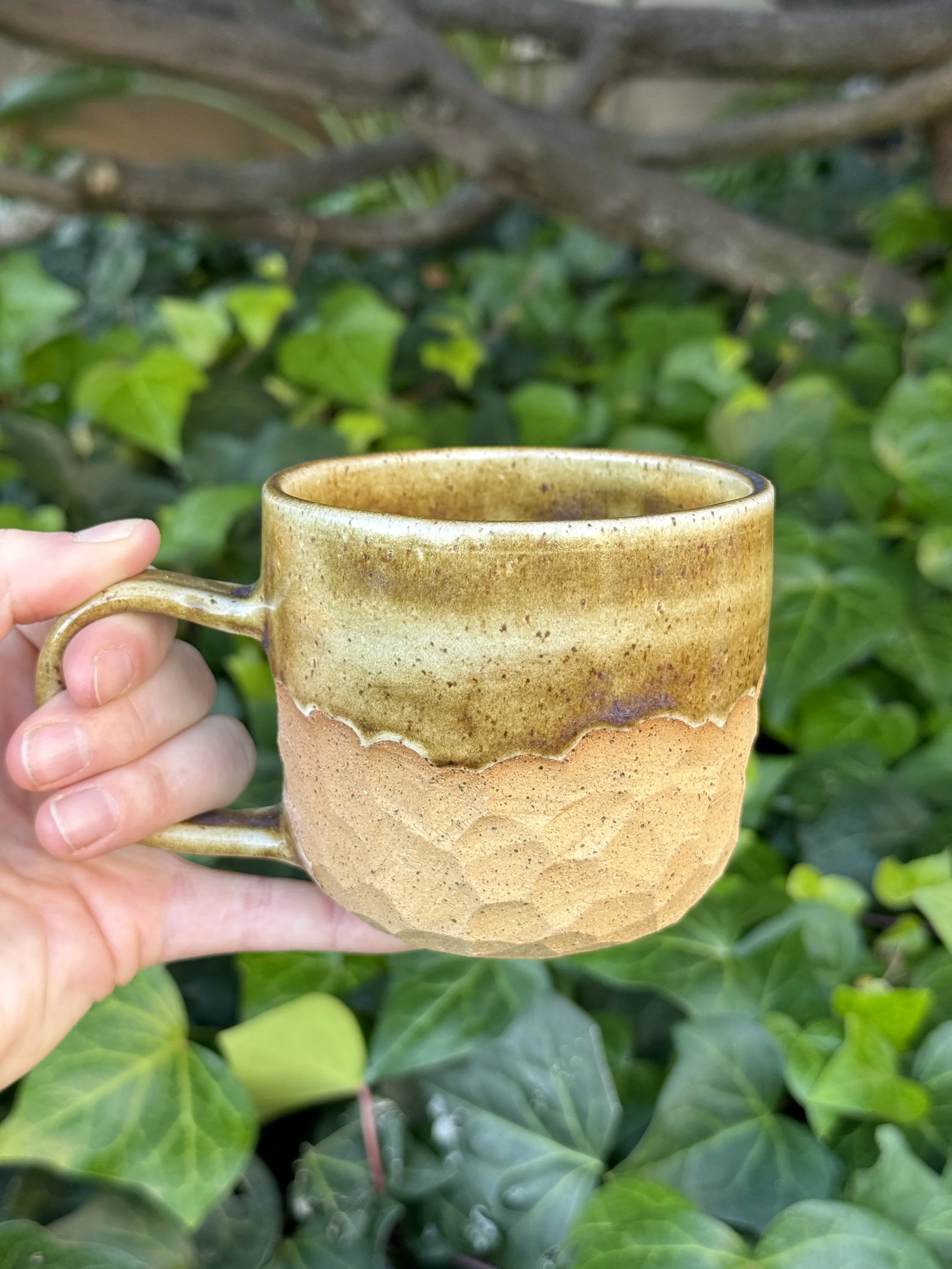 Tan Faceted Mug