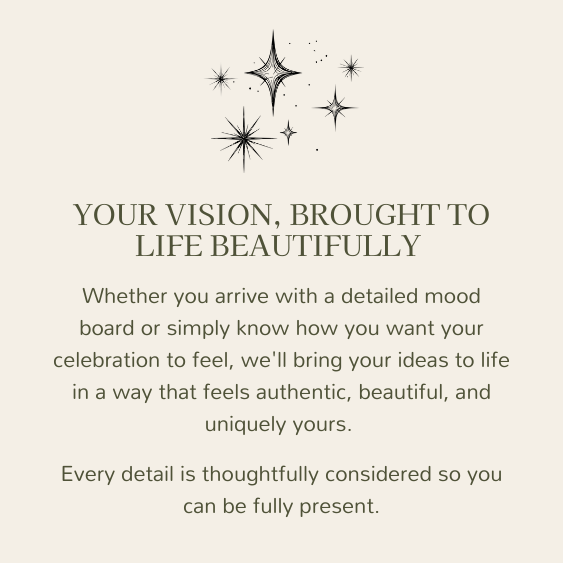 The Fleur and Flourish Events Experience: Emphasizing the importance of bringing personal ideas to life with detailed consideration.