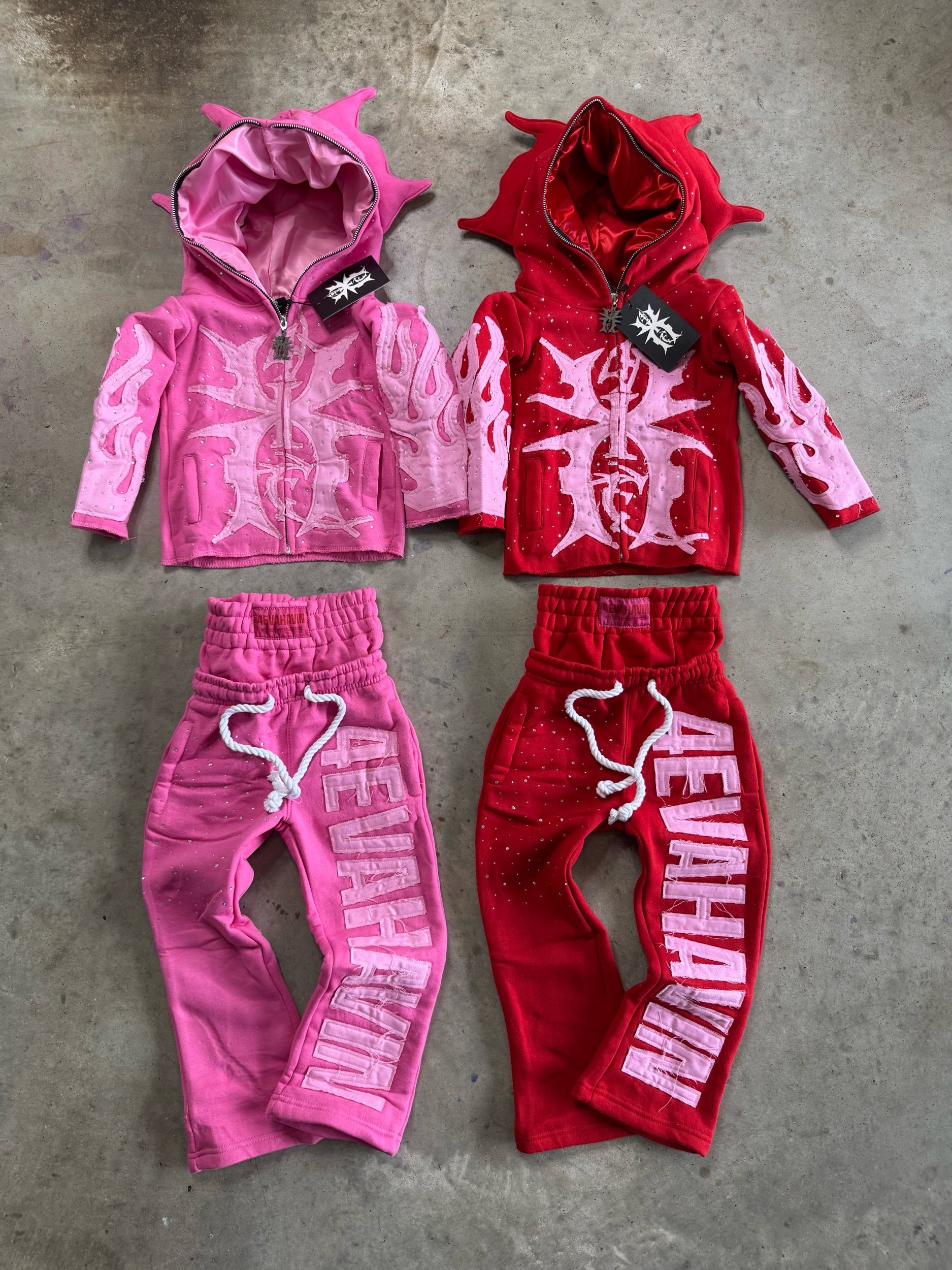 PINK ON PINK FULL ZIP SET “VDAY” KIDS