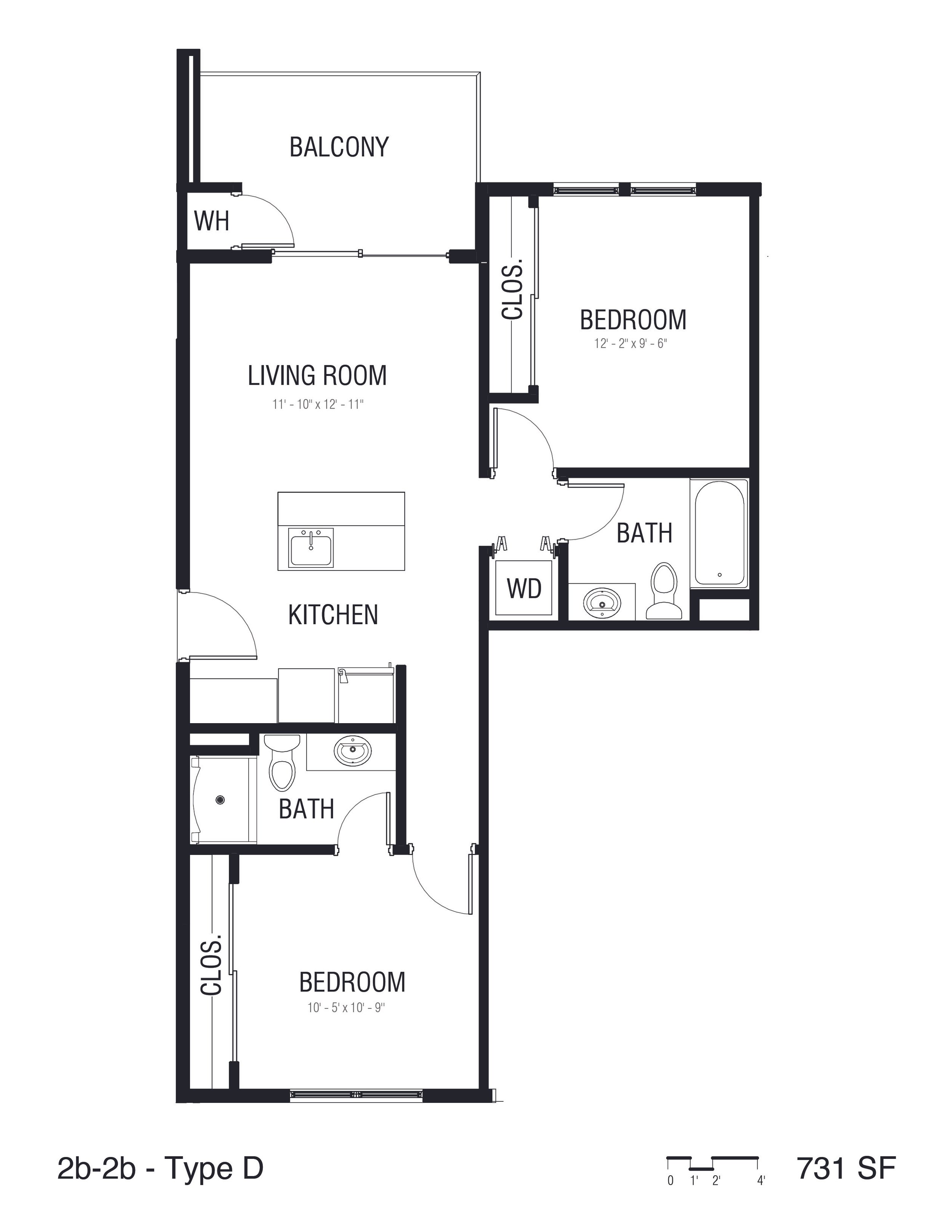 2 bed 2 bath floor plan