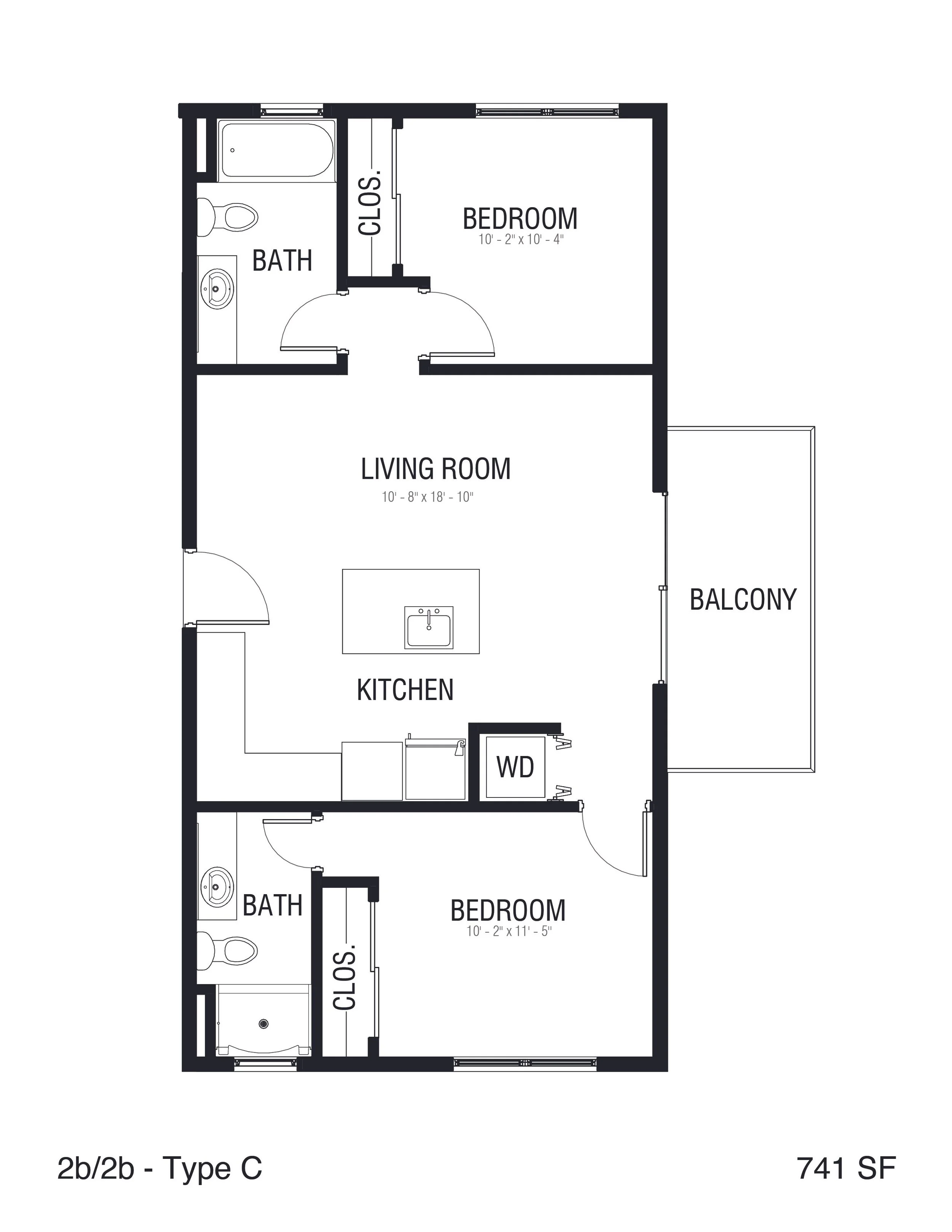 2 bed 2 bath floor plan 
