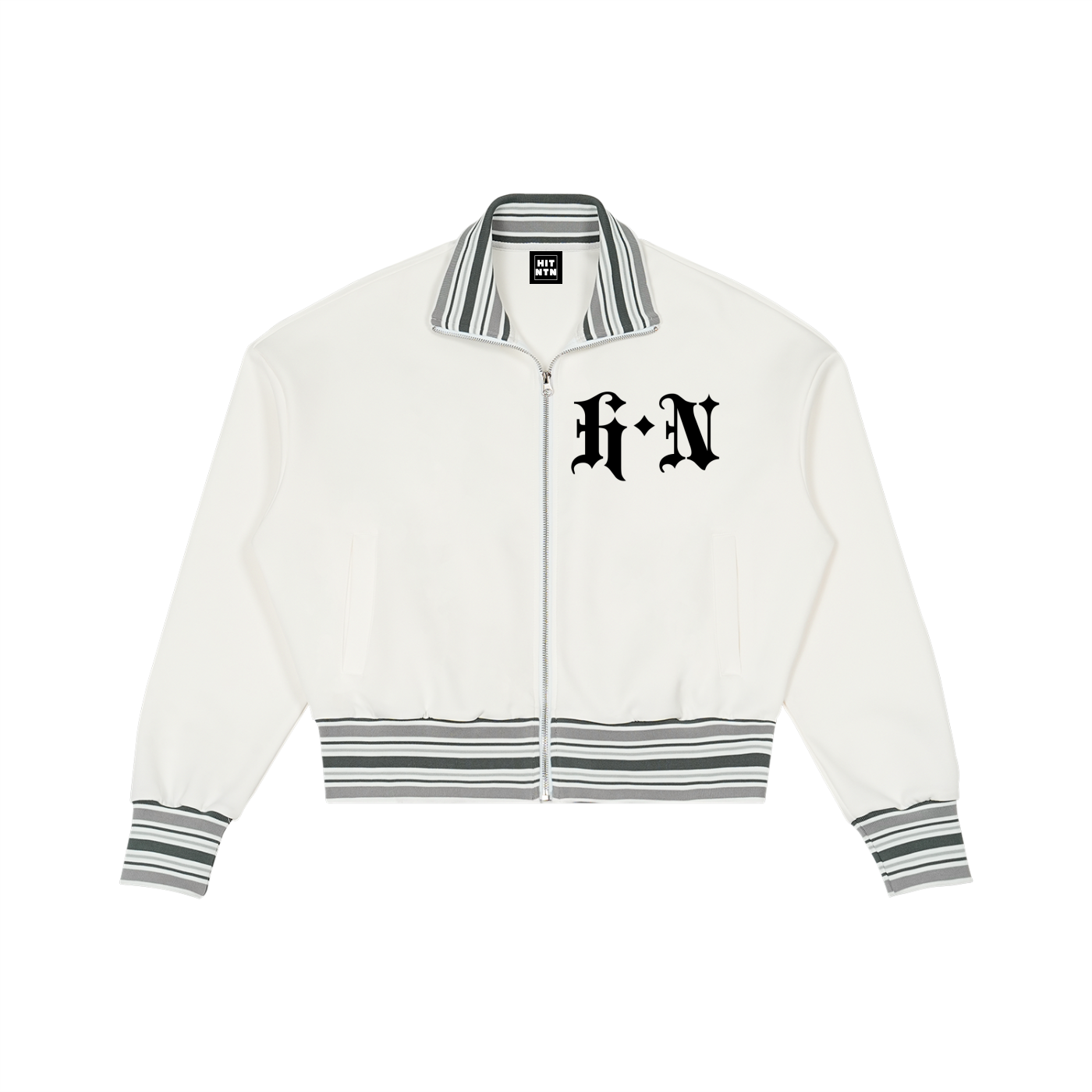 HN Roman Striped Rib Collar Zip Jacket