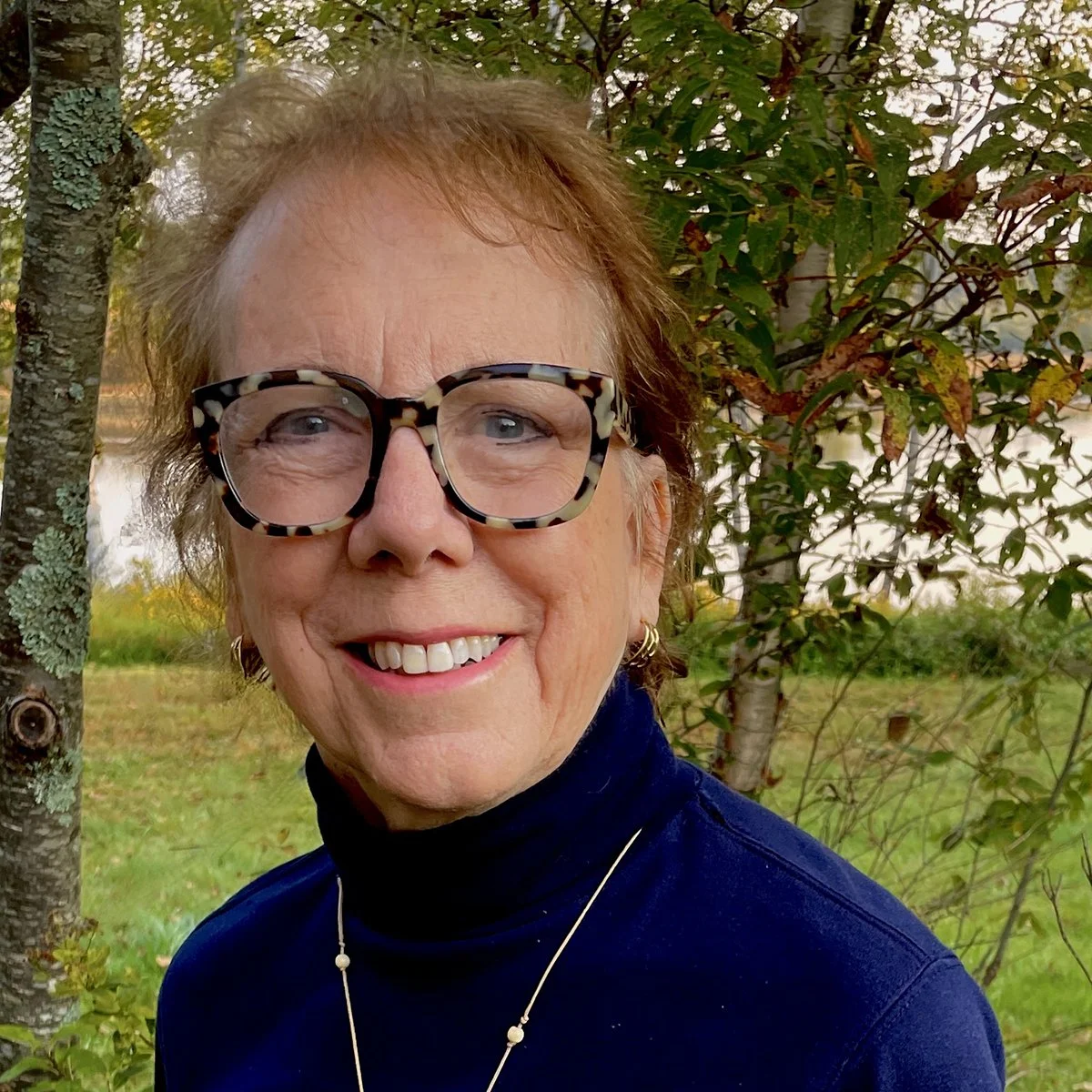 image of children's book author Cynthia King Johnston  with trees in background