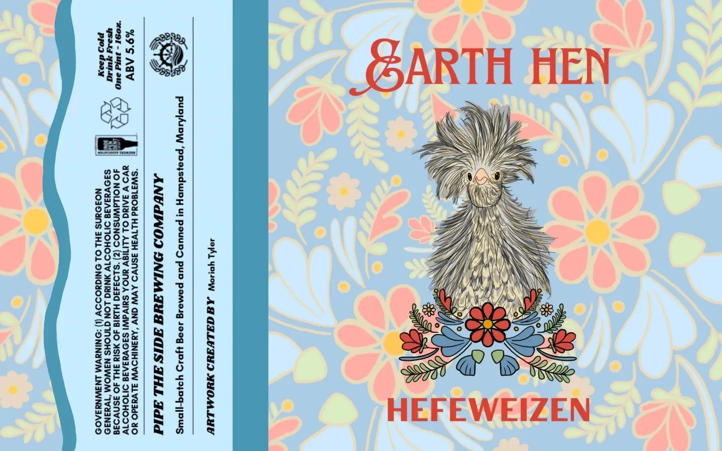 Moriah Tyler Beer Label design for Pipe the Side Brewing Company in Hampstead, Maryland.