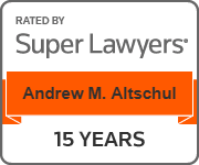 Badge showing 'Rated by Super Lawyers', attorney 'Andrew M. Altschul', with 15 years of experience.