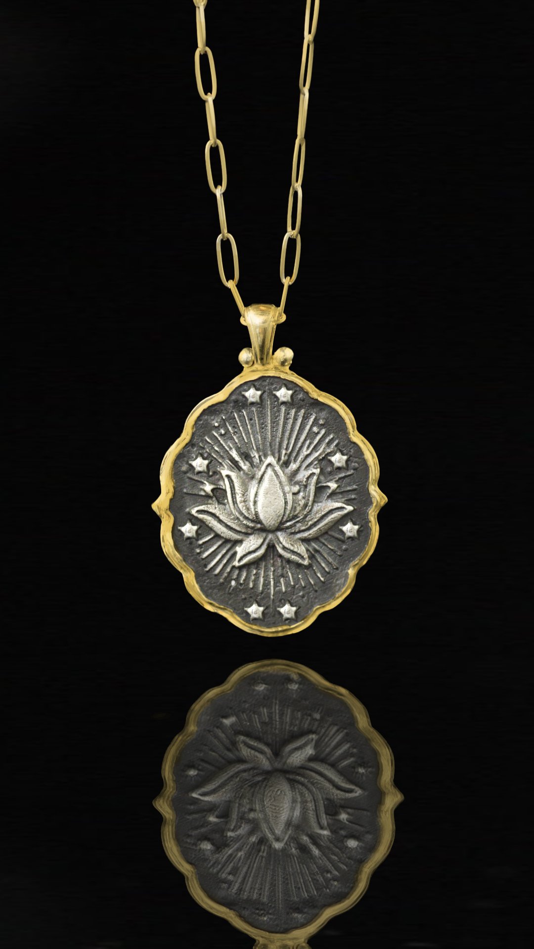 Lotus Pendant in Gold and Silver