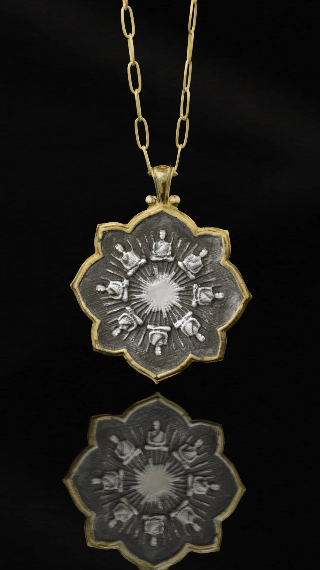Eightfold Path Pendant in Silver and Gold