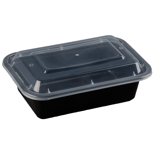 12oz Rectangle Black Meal Prep Containers