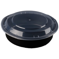 24oz Round Black Meal Prep Containers