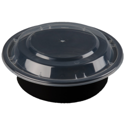 48oz Round Black Meal Prep Containers