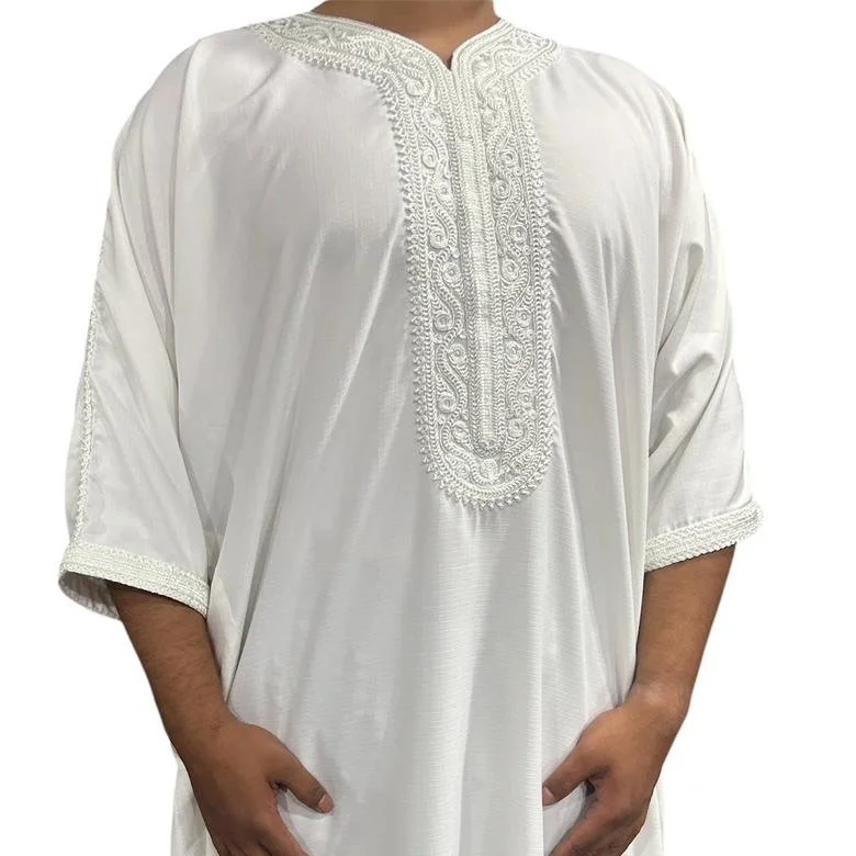 Introducing The Noor Al Ayn &mdash; a clean, timeless thobe crafted for brothers who love simplicity with elegance. Featuring premium white-on-white embroidery, this piece is perfect for Jumu&rsquo;ah, events, and everyday modest wear.
Soft, breathab