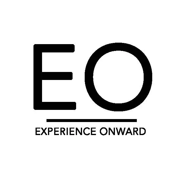 Logo with the letters 'EO' and the words 'Experience Onward' beneath, featuring a horizontal line.