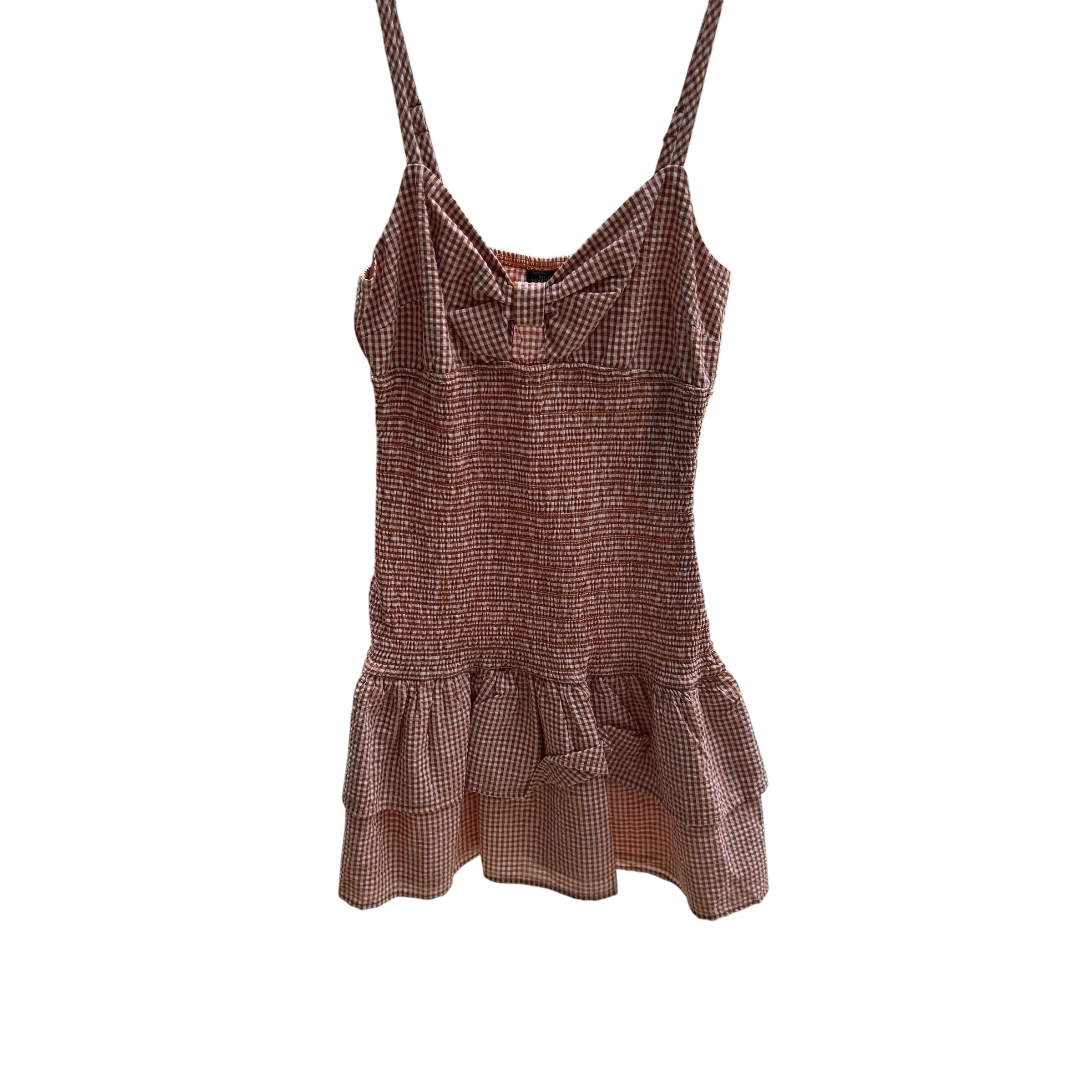 BROWN MINI DRESS WITH BOW