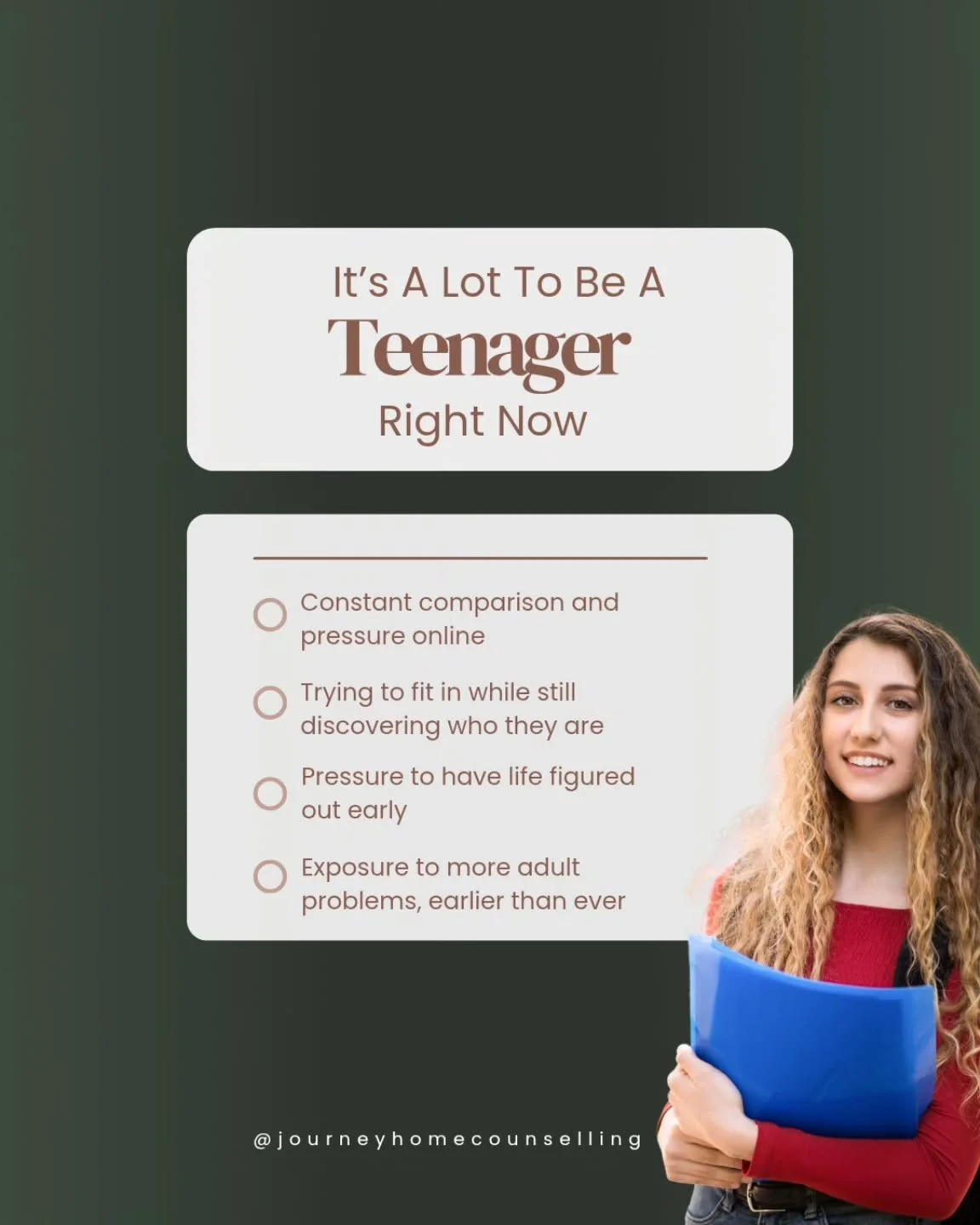 Teenagers today are growing up in a world that asks them to process more, perform more, compare more, and figure themselves out faster than ever before.

A lot of teens are carrying stress, insecurity, pressure, anger, loneliness, or overwhelm quietl